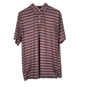 Rafter C Aztec Stripe Golf Polo Shirt Maroon Performance Western Men's Large